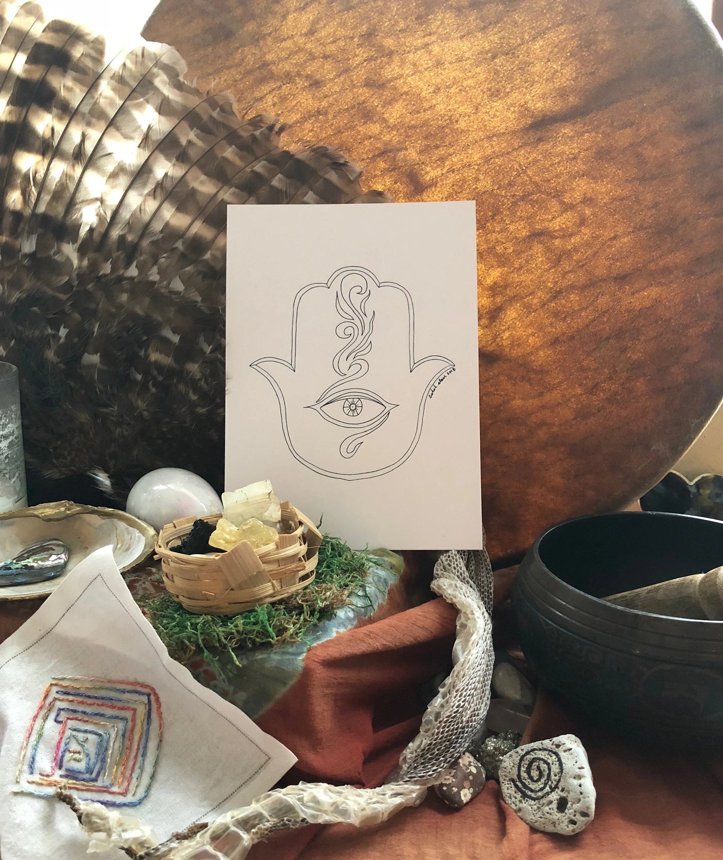 Hamsas for the Divine Feminine: Altar Coloring Cards