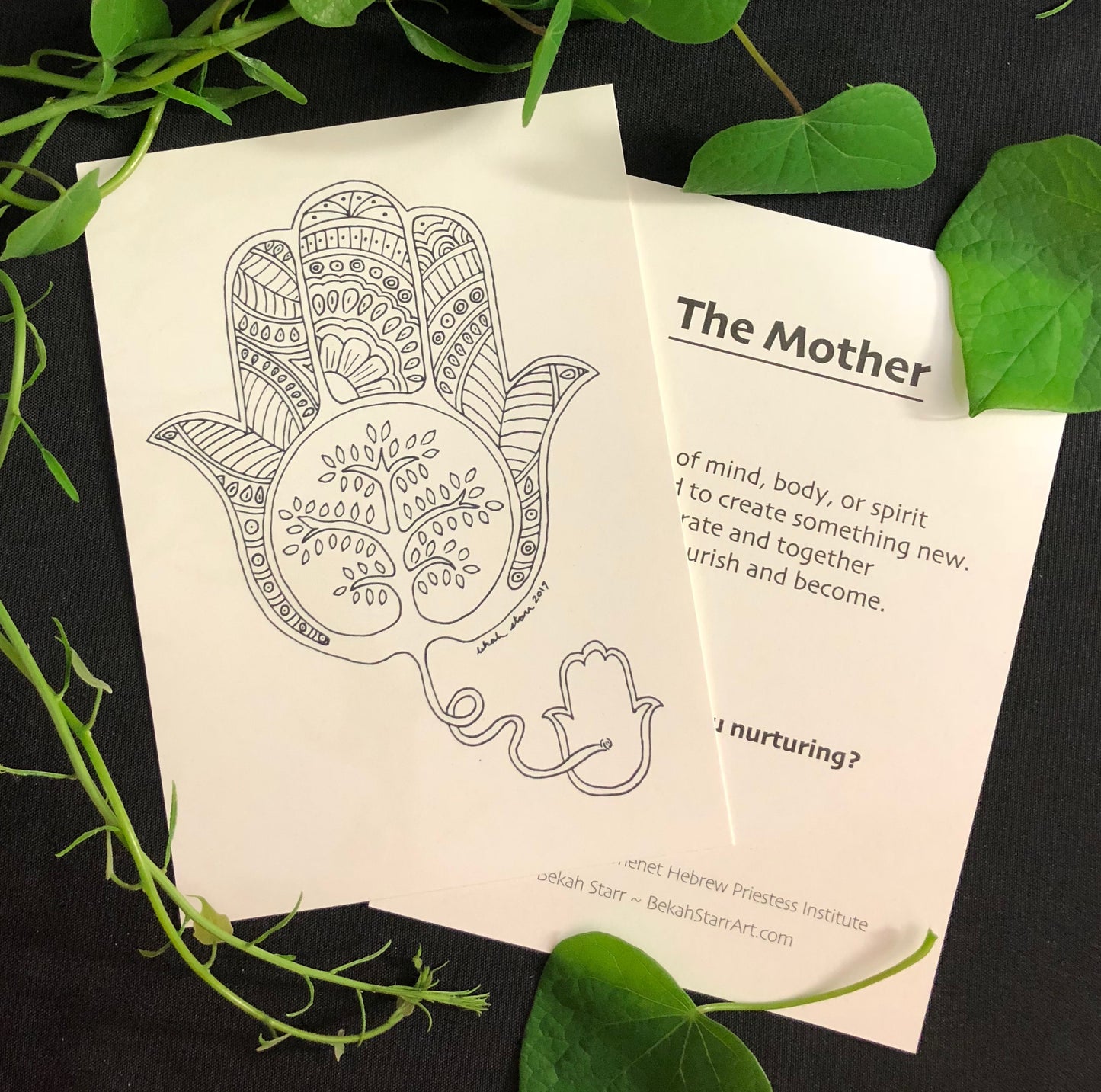 Hamsas for the Divine Feminine: Altar Coloring Cards